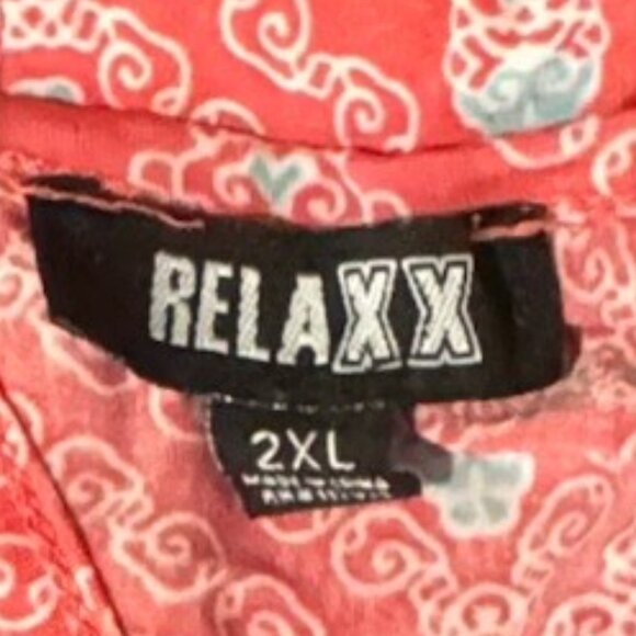 Relaxx Boho Geometric Pink Blue Maxi Dress Chevron Hem  Kimono Sleeves 2XL - Picture 5 of 9